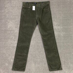 J Crew Corduroy Pants Men's 30 x 30 Actual 31 x 29 Olive Green Flex Sllim Fit